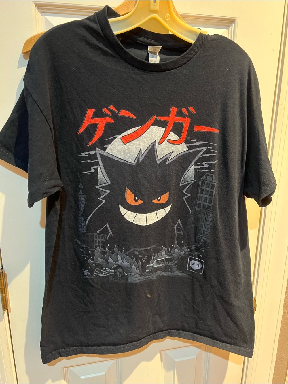 Gildan Black Gengar Graphic Tee with Red Accents